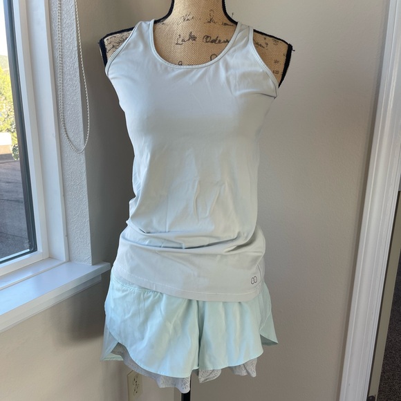 CALIA by Carrie Underwood Pants - Calia by Carrie Underwood Mint Green Ruffled Scallop Lace Shorts and tank